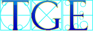 The TGE mark drawn as three constructed Roman capitals